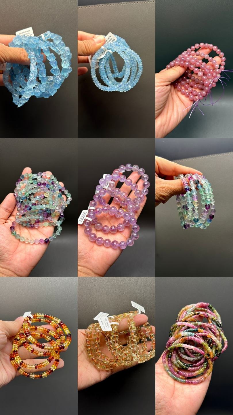 Aquamarine, fluorite & amethyst